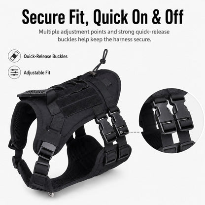 Ortekor Tactical Dog Harness Backpack for Large Dogs - Outdoor Walking, Training & Hiking Gear with Load Carrying Pouch