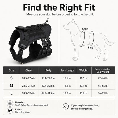Ortekor Tactical Dog Harness Backpack for Large Dogs - Outdoor Walking, Training & Hiking Gear with Load Carrying Pouch