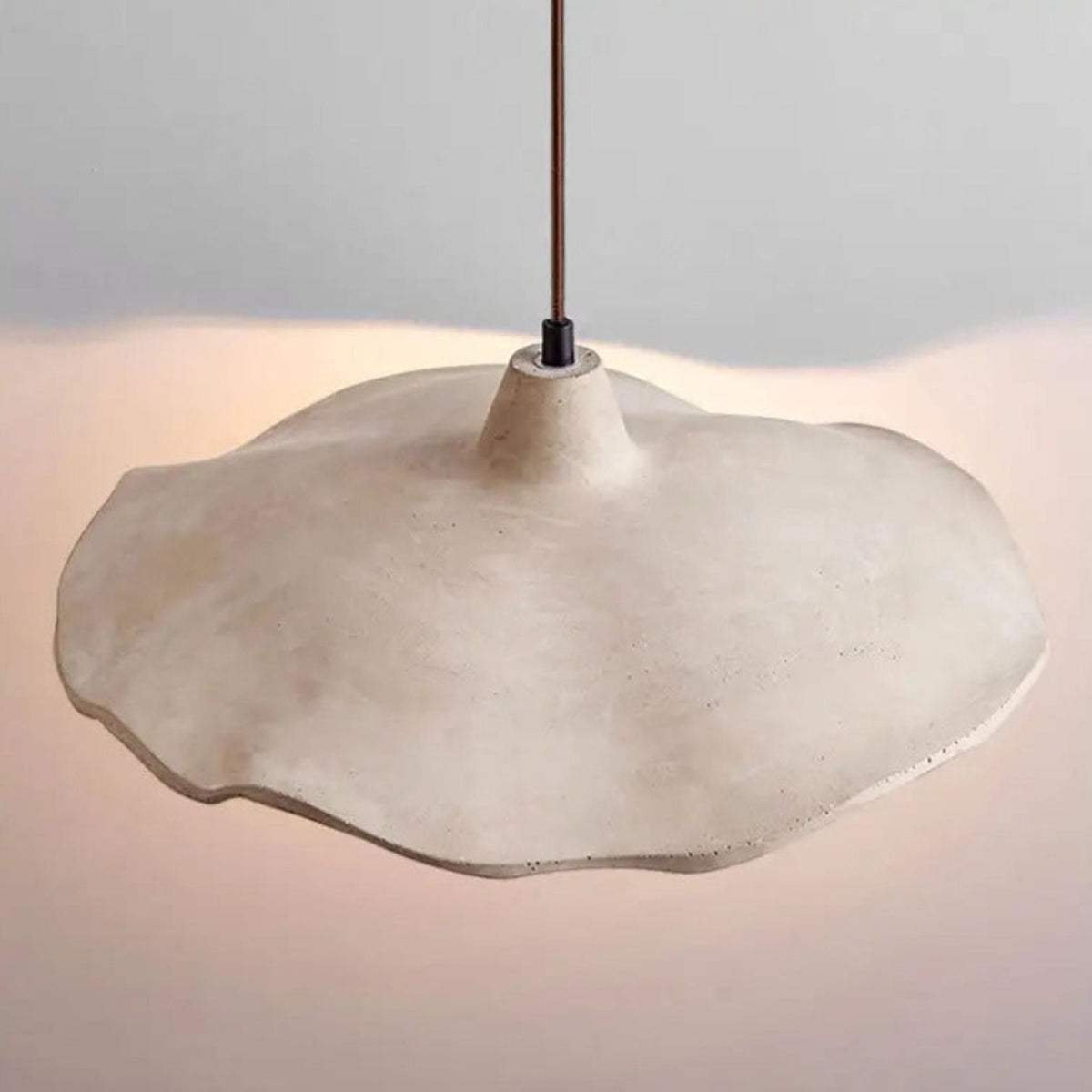 Sculptural Stone Ceiling Light 16.5 Inch Natural Beige for Dining Tables Living Rooms with Height-Adjustable Cable Warm Glow Overhead Fixtur