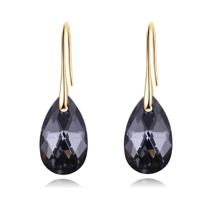 Sterling Silver Plated Teardrop Dangle Earrings with Shimmering Crystal Stone for Women – Versatile Day to Night Jewelry