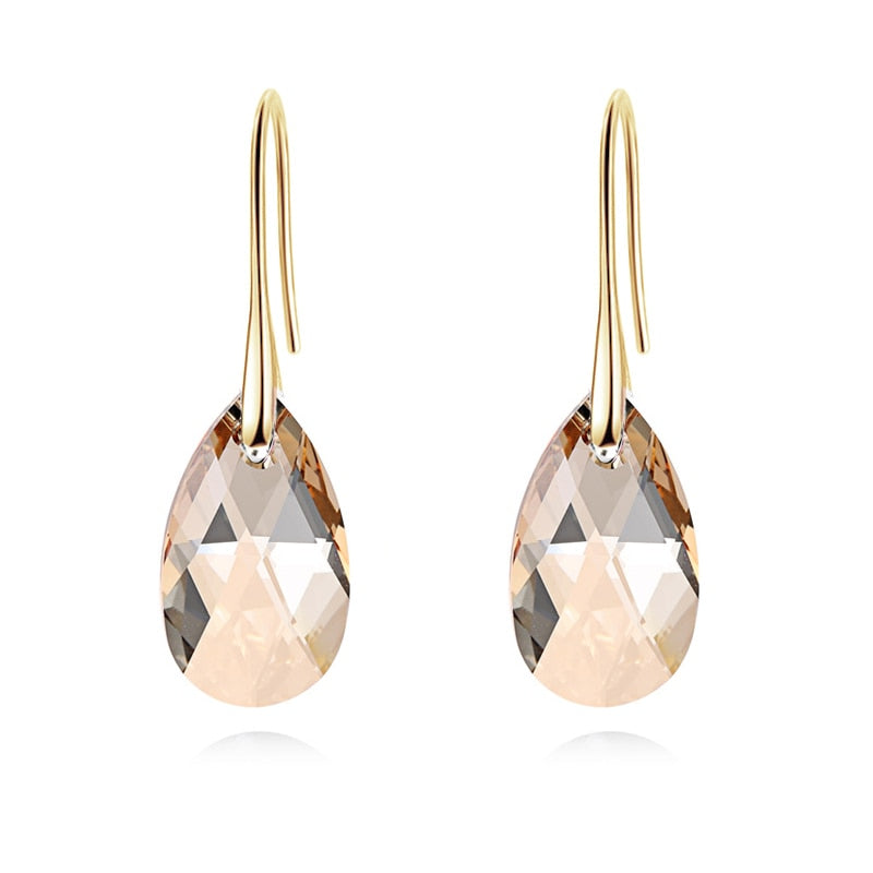 Sterling Silver Plated Teardrop Dangle Earrings with Shimmering Crystal Stone for Women – Versatile Day to Night Jewelry