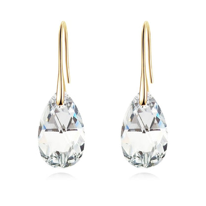 Sterling Silver Plated Teardrop Dangle Earrings with Shimmering Crystal Stone for Women – Versatile Day to Night Jewelry