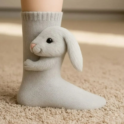 Plush Animal Slipper Socks for Women & Men - Cozy Fleece-Lined Winter Floor Socks with Non-Slip Grips