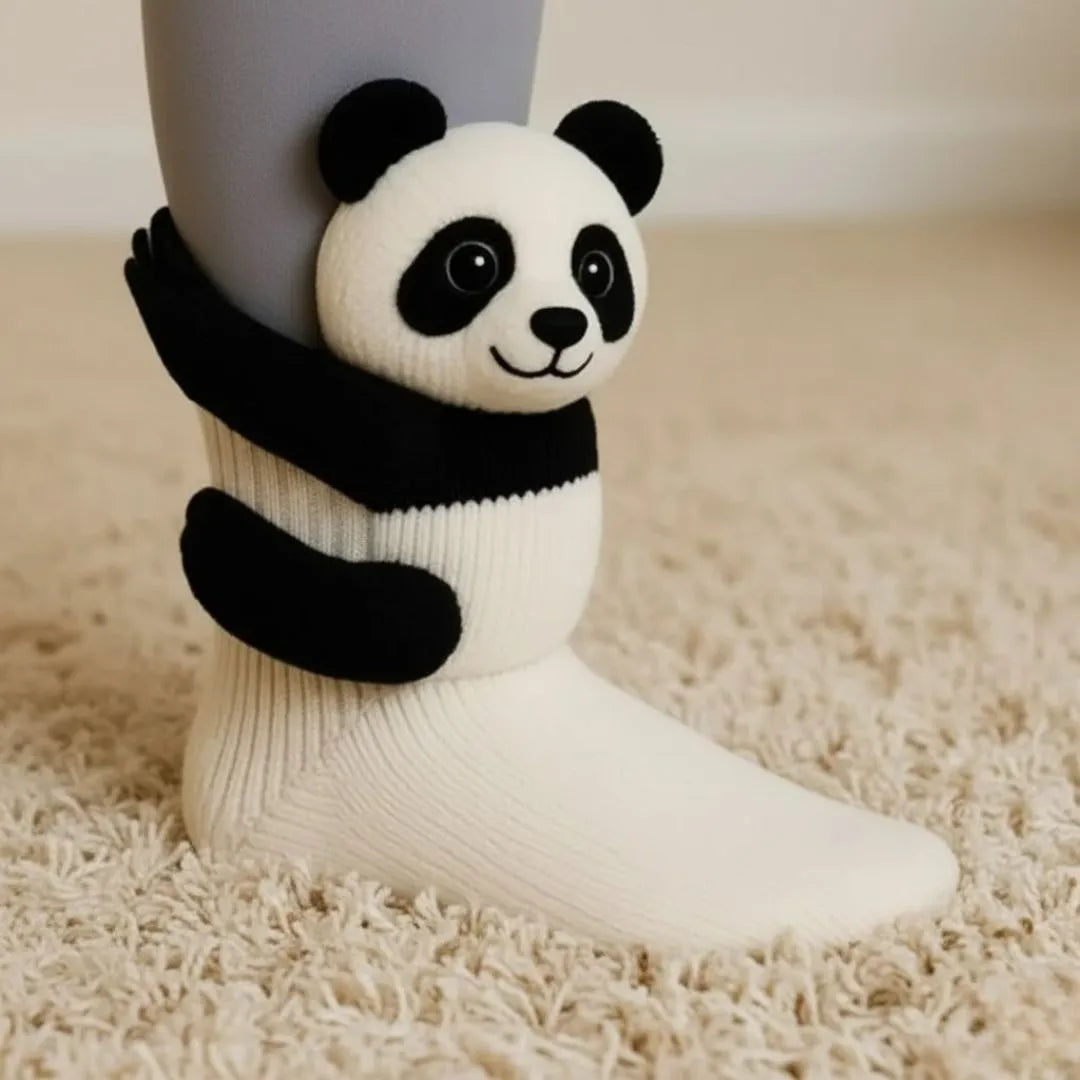 Plush Animal Slipper Socks for Women & Men - Cozy Fleece-Lined Winter Floor Socks with Non-Slip Grips