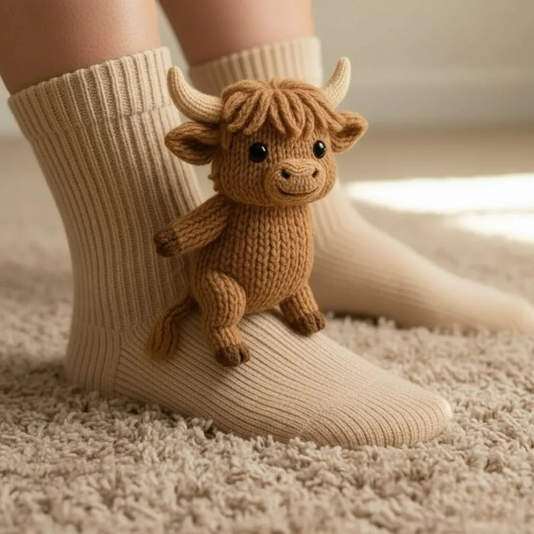 Plush Animal Slipper Socks for Women & Men - Cozy Fleece-Lined Winter Floor Socks with Non-Slip Grips