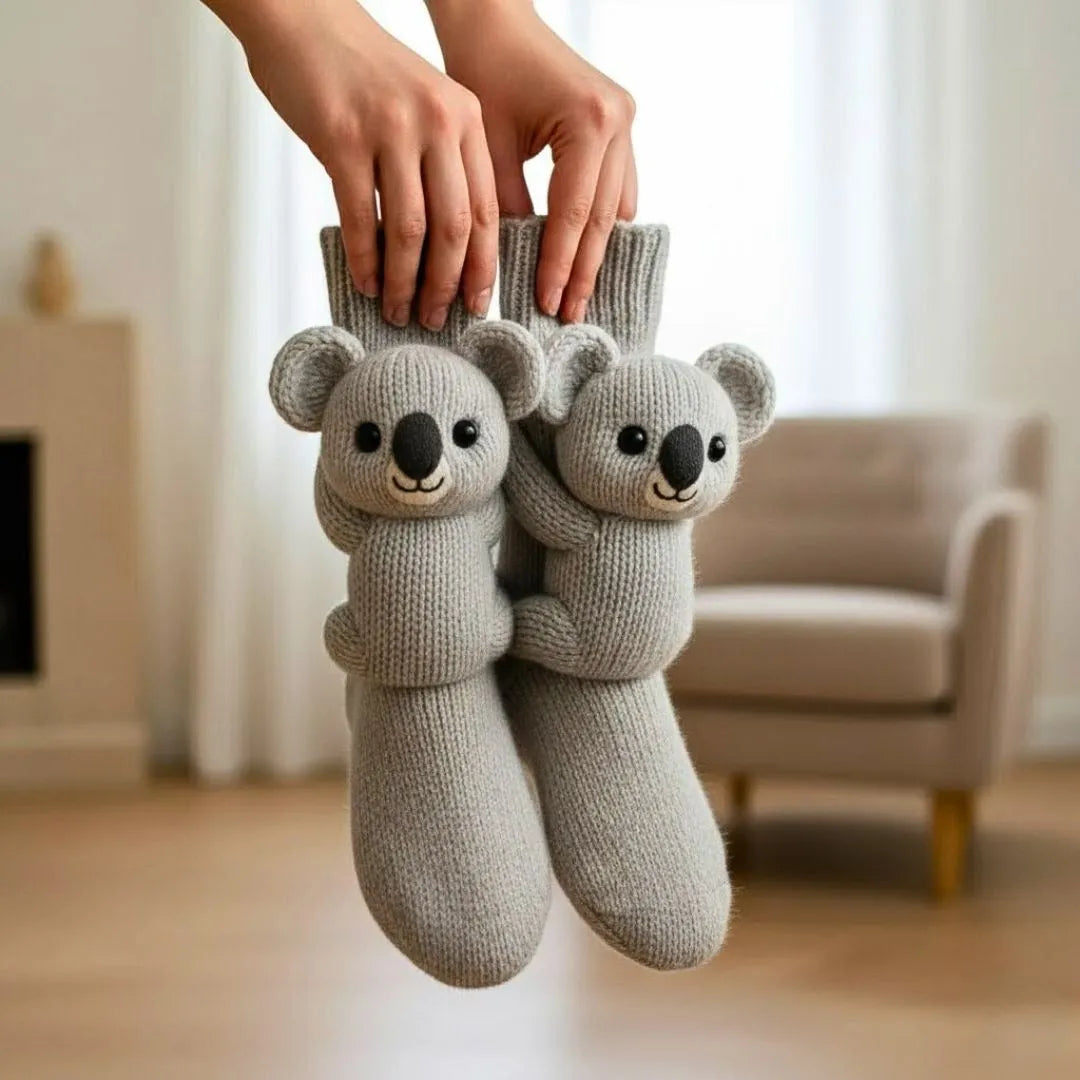 Plush Animal Slipper Socks for Women & Men - Cozy Fleece-Lined Winter Floor Socks with Non-Slip Grips