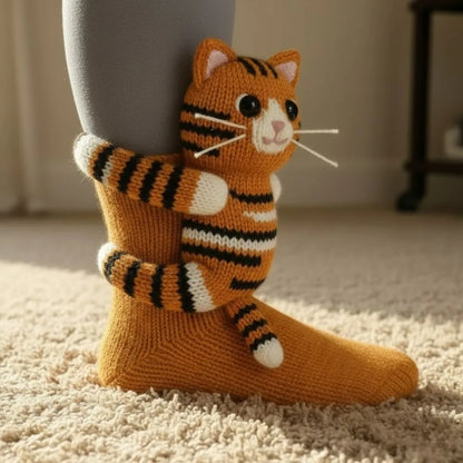 Plush Animal Slipper Socks for Women & Men - Cozy Fleece-Lined Winter Floor Socks with Non-Slip Grips