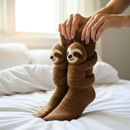 Plush Animal Slipper Socks for Women & Men - Cozy Fleece-Lined Winter Floor Socks with Non-Slip Grips