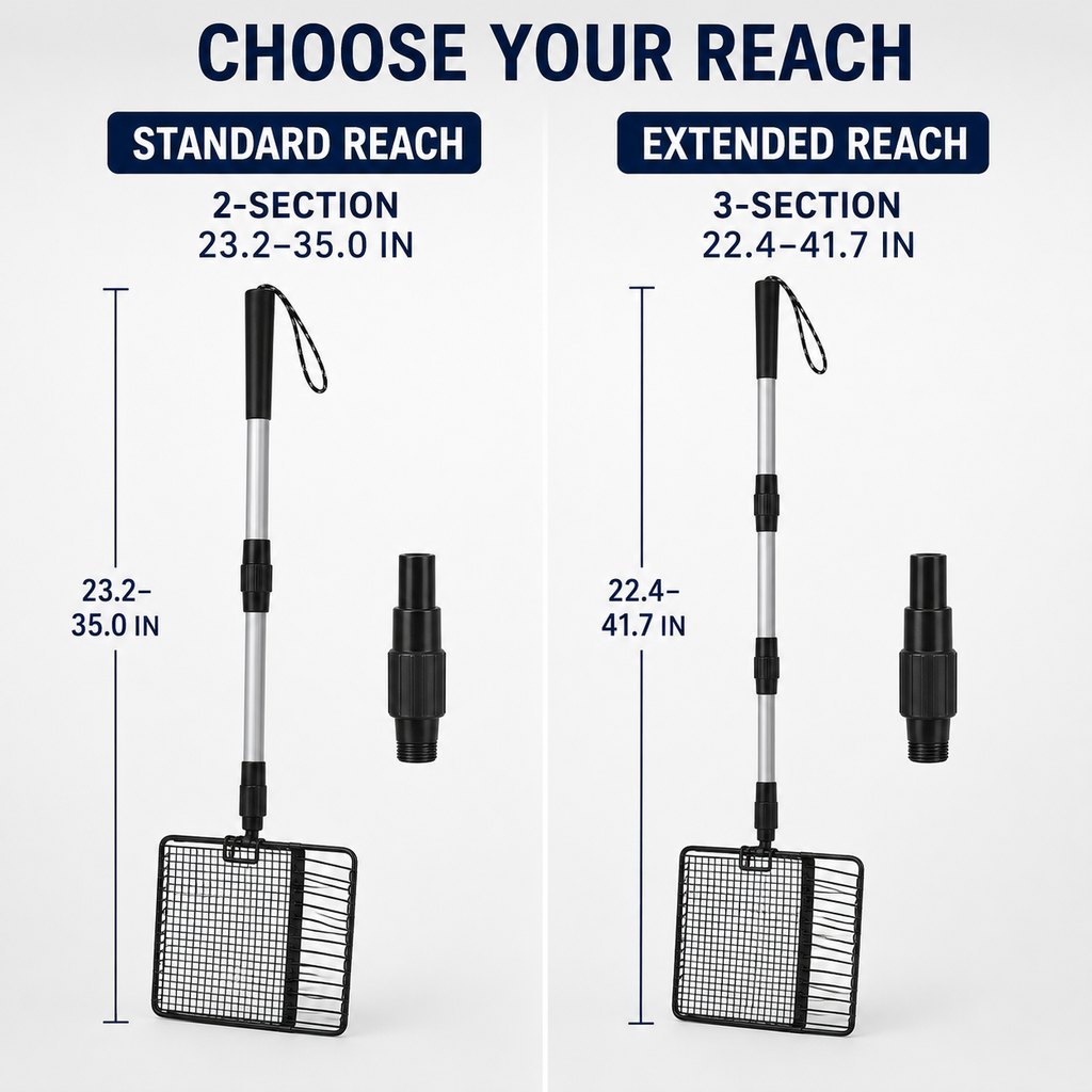 Ortekor Telescoping Cat Litter Scoop for Deep Litter Boxes – Long Handle Sifter for Less Bending