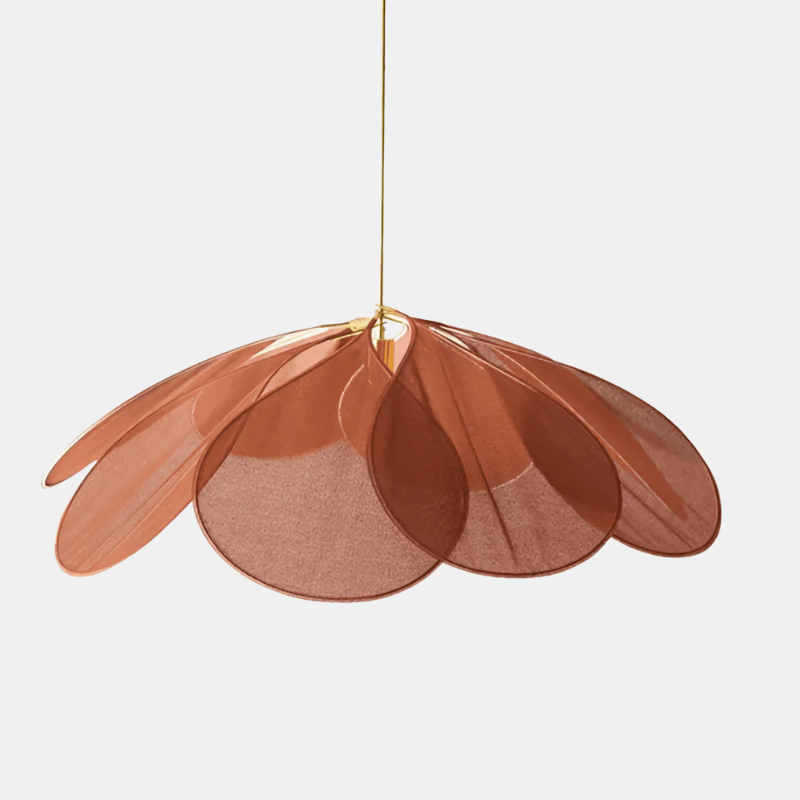 Fabric Flower Pendant Light with Adjustable Height in Brown, Coffee, Beige & Khaki – Soft Ambient Hanging Lamp for Bedrooms Dining Areas Liv