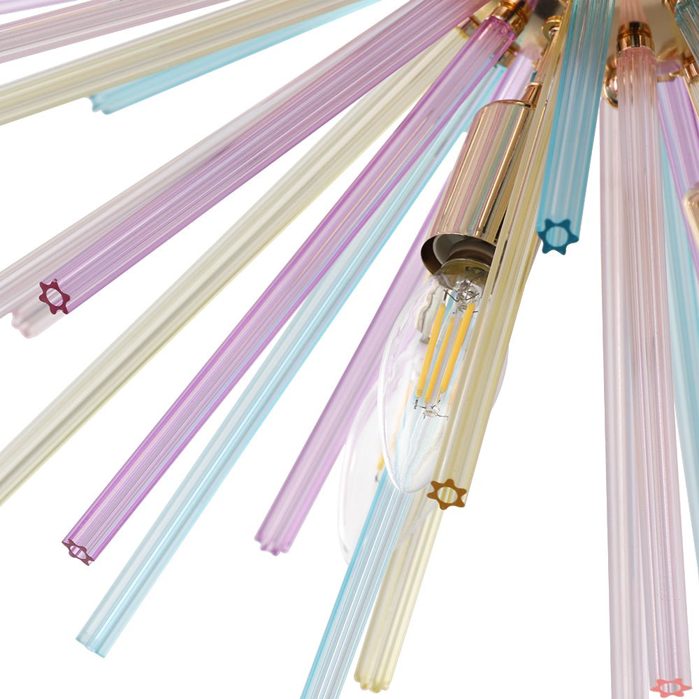 22-Inch Multi-Color Sputnik Ceiling Light with Adjustable 79-Inch Cord Dimmable Brass Fixture for Dining Room Living Room Entryway Modern St
