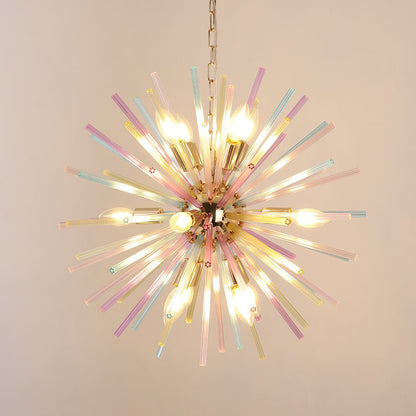 22-Inch Multi-Color Sputnik Ceiling Light with Adjustable 79-Inch Cord Dimmable Brass Fixture for Dining Room Living Room Entryway Modern St