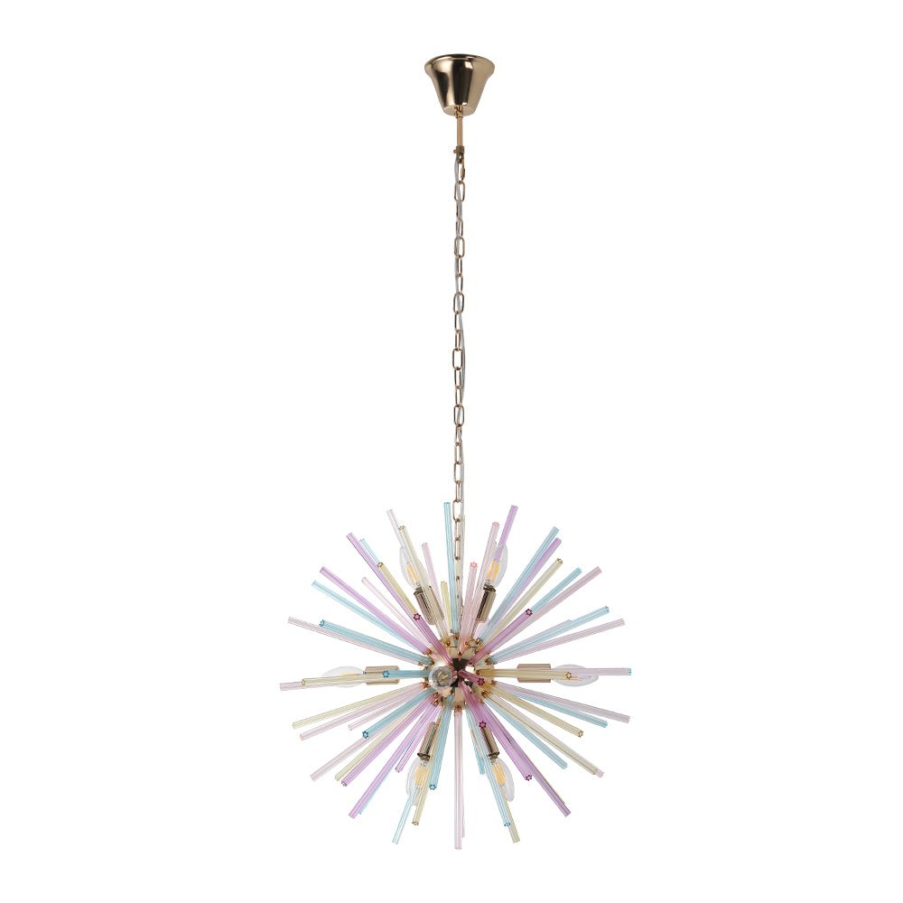 22-Inch Multi-Color Sputnik Ceiling Light with Adjustable 79-Inch Cord Dimmable Brass Fixture for Dining Room Living Room Entryway Modern St
