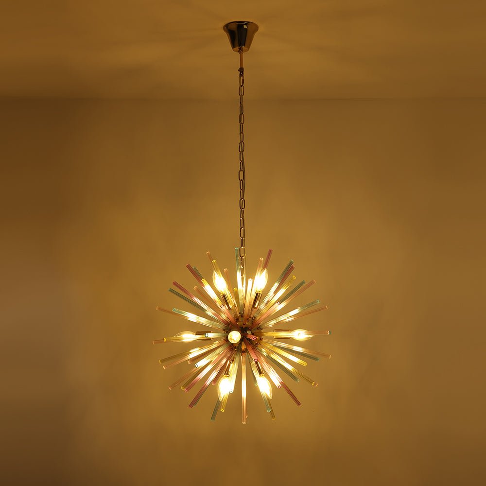 22-Inch Multi-Color Sputnik Ceiling Light with Adjustable 79-Inch Cord Dimmable Brass Fixture for Dining Room Living Room Entryway Modern St