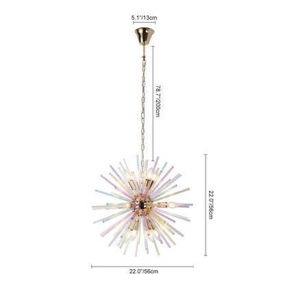 22-Inch Multi-Color Sputnik Ceiling Light with Adjustable 79-Inch Cord Dimmable Brass Fixture for Dining Room Living Room Entryway Modern St