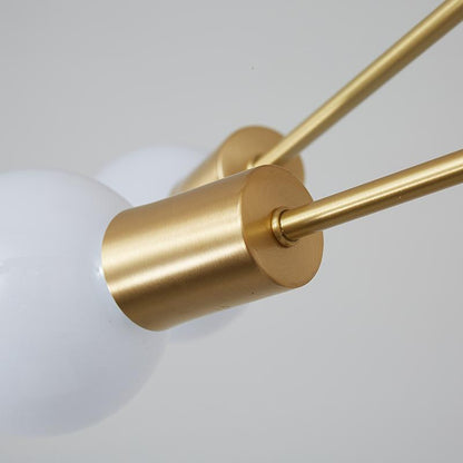 Six-Arm Brass Sputnik Chandelier 17 in Wide Mid-Century Pendant Light for Dining Room Living Room Hardwired Ceiling Fixture Dimmable Modern