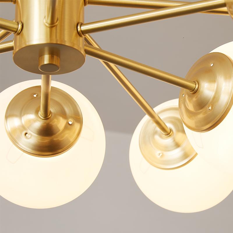 Dual-Tier Chandelier with 12 Opal Glass Globes in Brass Finish – 35 in Wide Statement Fixture for Dining Rooms, Living Spaces & Entryways