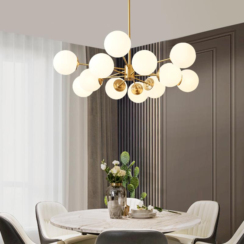 Dual-Tier Chandelier with 12 Opal Glass Globes in Brass Finish – 35 in Wide Statement Fixture for Dining Rooms, Living Spaces & Entryways