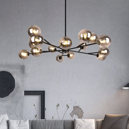 15-Light Linear Glass Globe Fixture for Dining Tables & Islands 44 in Wide Adjustable Dimmable G9 Ceiling Light