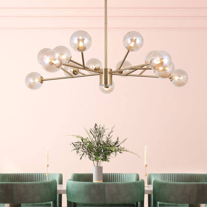 15-Light Linear Glass Globe Fixture for Dining Tables & Islands 44 in Wide Adjustable Dimmable G9 Ceiling Light