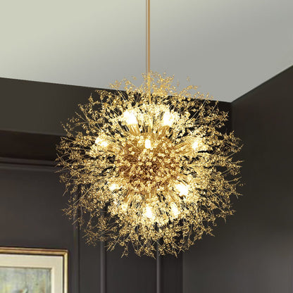 Lustre cristal Starburst 31,5 pouces, métal laiton chrome, hauteur réglable, luminaire de plafond pour salle à manger et entrée avec douilles G9