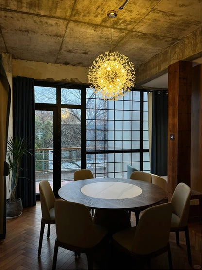 Lustre cristal Starburst 31,5 pouces, métal laiton chrome, hauteur réglable, luminaire de plafond pour salle à manger et entrée avec douilles G9