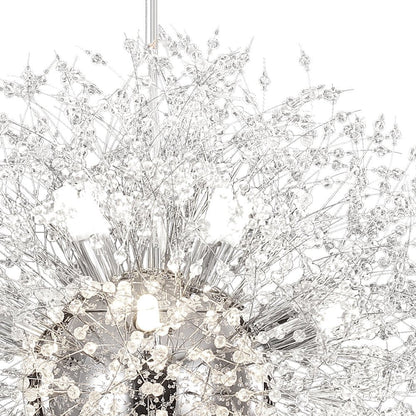 Lustre cristal Starburst 31,5 pouces, métal laiton chrome, hauteur réglable, luminaire de plafond pour salle à manger et entrée avec douilles G9