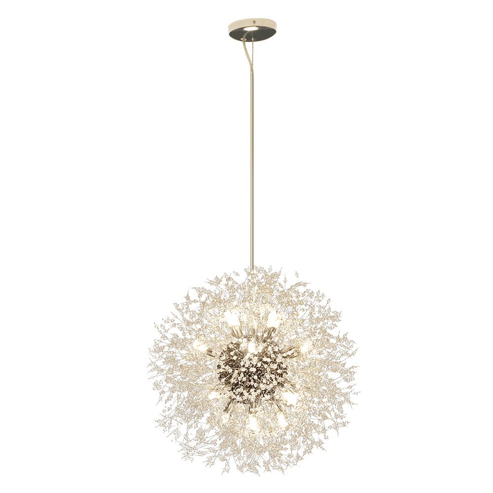 Lustre cristal Starburst 31,5 pouces, métal laiton chrome, hauteur réglable, luminaire de plafond pour salle à manger et entrée avec douilles G9
