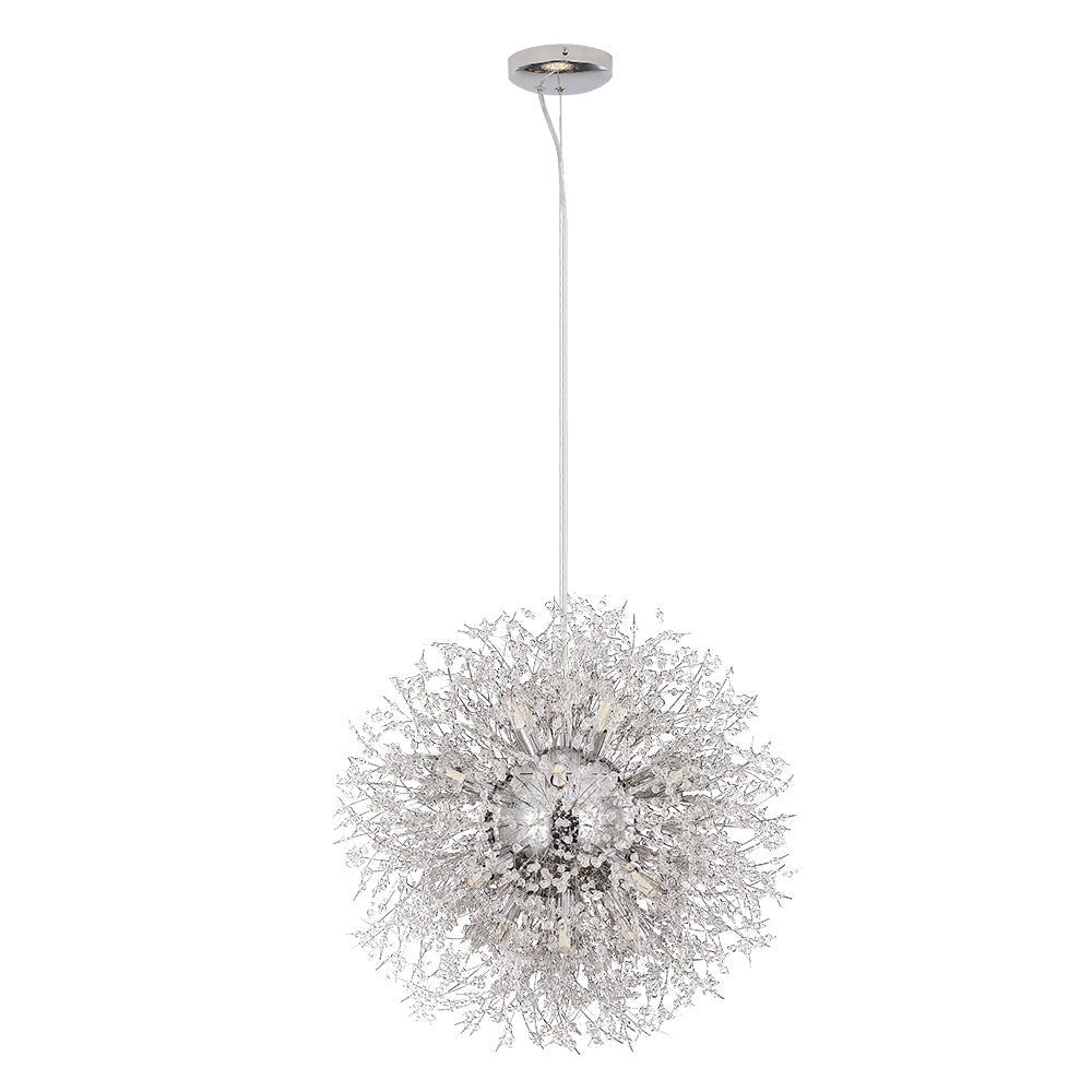 Lustre cristal Starburst 31,5 pouces, métal laiton chrome, hauteur réglable, luminaire de plafond pour salle à manger et entrée avec douilles G9