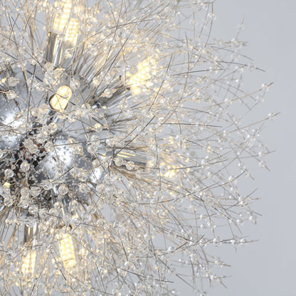 Lustre cristal Starburst 31,5 pouces, métal laiton chrome, hauteur réglable, luminaire de plafond pour salle à manger et entrée avec douilles G9
