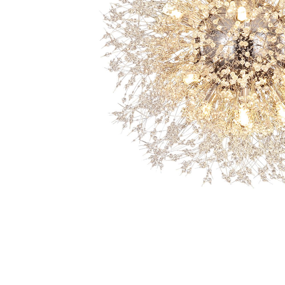 Lustre cristal Starburst 31,5 pouces, métal laiton chrome, hauteur réglable, luminaire de plafond pour salle à manger et entrée avec douilles G9