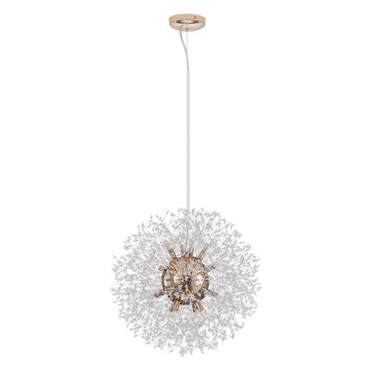 Lustre cristal Starburst 31,5 pouces, métal laiton chrome, hauteur réglable, luminaire de plafond pour salle à manger et entrée avec douilles G9