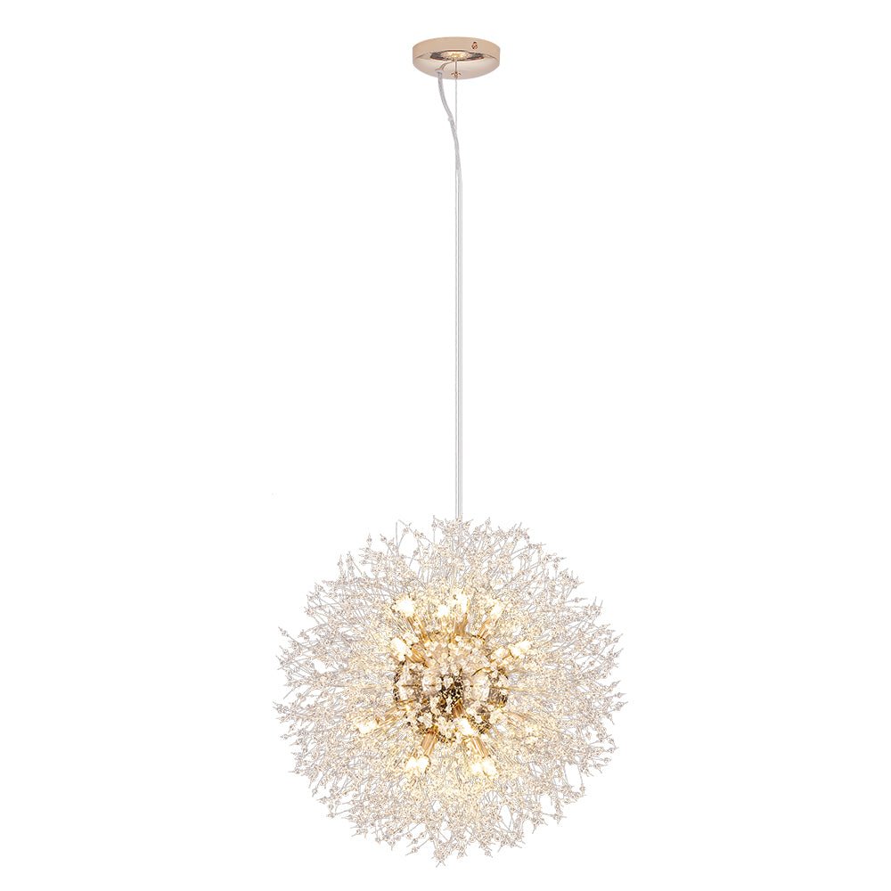 Lustre cristal Starburst 31,5 pouces, métal laiton chrome, hauteur réglable, luminaire de plafond pour salle à manger et entrée avec douilles G9