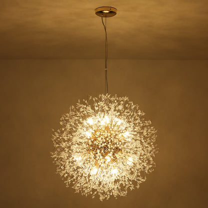 Lustre cristal Starburst 31,5 pouces, métal laiton chrome, hauteur réglable, luminaire de plafond pour salle à manger et entrée avec douilles G9