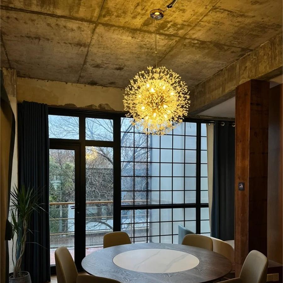 Lustre cristal Starburst 31,5 pouces, métal laiton chrome, hauteur réglable, luminaire de plafond pour salle à manger et entrée avec douilles G9
