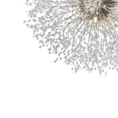 39-Inch Starburst Pendant Fixture 20-Light Acrylic Crystal Metal Frame Dining Room Entryway Brass Chrome Adjustable Chain Ceiling Light G9 L