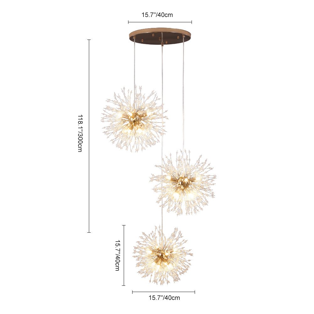 G9 Firework Sphere Pendant Light | Antique Brass Multi-Bulb Fixture for Tall Ceilings, Foyers, Stairwells & Open Living Rooms | Adjustable H