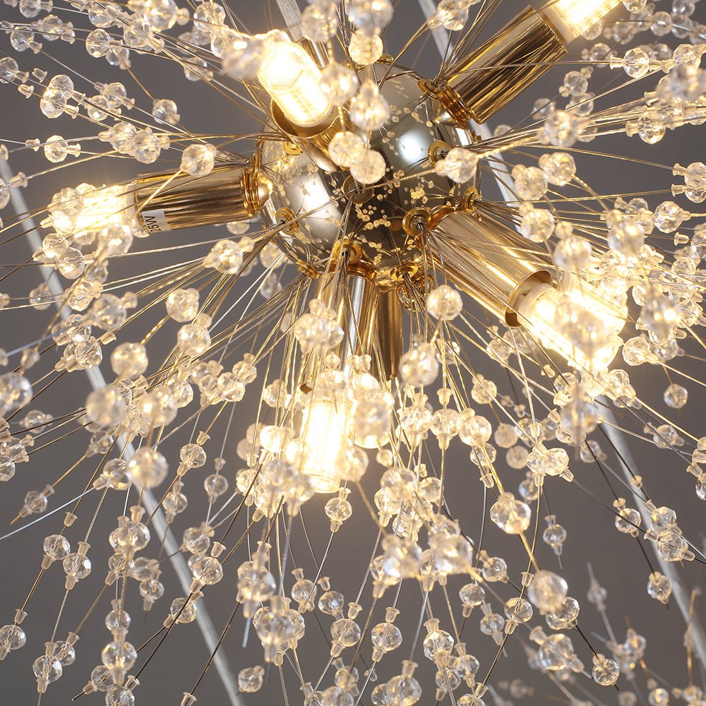 G9 Firework Sphere Pendant Light | Antique Brass Multi-Bulb Fixture for Tall Ceilings, Foyers, Stairwells & Open Living Rooms | Adjustable H
