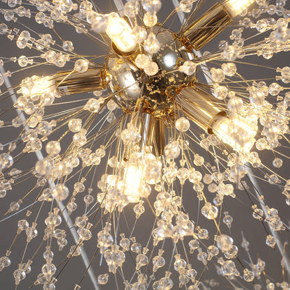 G9 Firework Sphere Pendant Light | Antique Brass Multi-Bulb Fixture for Tall Ceilings, Foyers, Stairwells & Open Living Rooms | Adjustable H