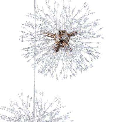 G9 Firework Sphere Pendant Light | Antique Brass Multi-Bulb Fixture for Tall Ceilings, Foyers, Stairwells & Open Living Rooms | Adjustable H