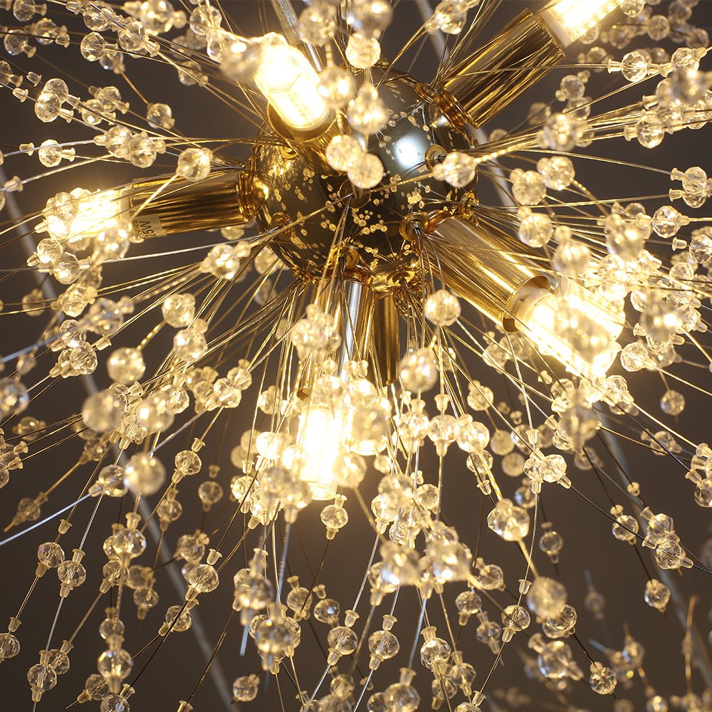 G9 Firework Sphere Pendant Light | Antique Brass Multi-Bulb Fixture for Tall Ceilings, Foyers, Stairwells & Open Living Rooms | Adjustable H