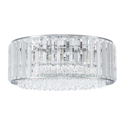 Flush Mount Light Fixture Crystal Accents 3-Bulb Dimmable 14 in Diameter Low Profile for Bedroom Hallway Entry Modern Overhead Lighting Meta