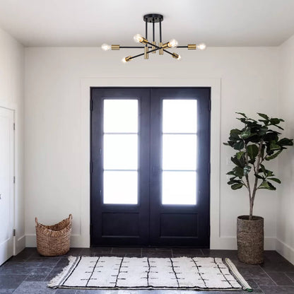 Plafonnier semi-encastré style Spoutnik à bras ajustables en métal noir – Luminaire d'ambiance moderne pour salons, salles à manger, cham