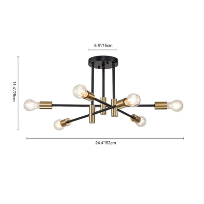 Plafonnier semi-encastré style Spoutnik à bras ajustables en métal noir – Luminaire d'ambiance moderne pour salons, salles à manger, cham