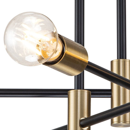 Plafonnier semi-encastré style Spoutnik à bras ajustables en métal noir – Luminaire d'ambiance moderne pour salons, salles à manger, cham