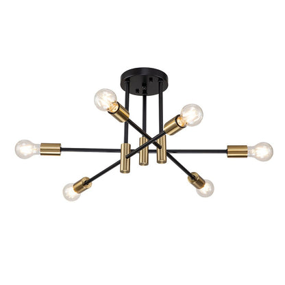 Plafonnier semi-encastré style Spoutnik à bras ajustables en métal noir – Luminaire d'ambiance moderne pour salons, salles à manger, cham