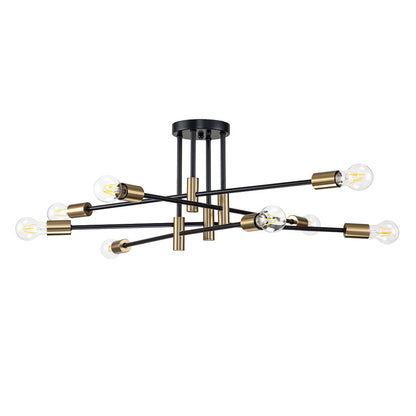 Plafonnier semi-encastré style Spoutnik à bras ajustables en métal noir – Luminaire d'ambiance moderne pour salons, salles à manger, cham