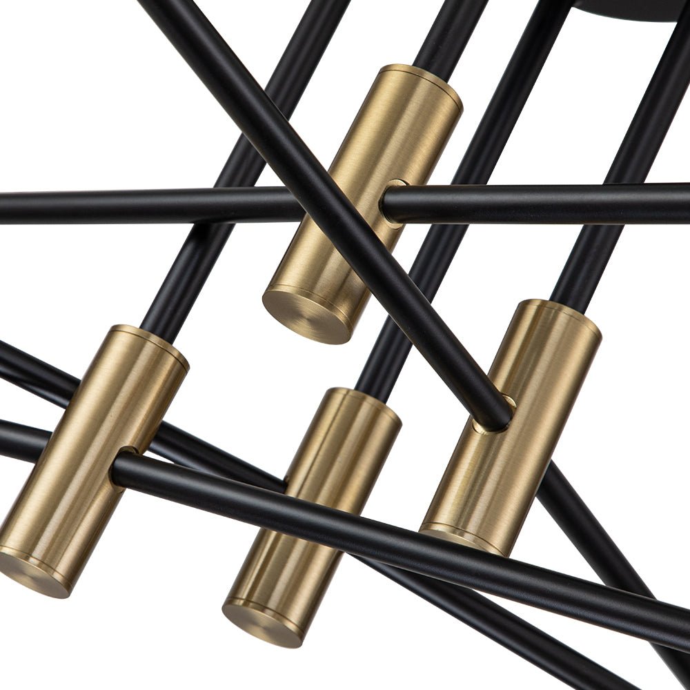 Plafonnier semi-encastré style Spoutnik à bras ajustables en métal noir – Luminaire d'ambiance moderne pour salons, salles à manger, cham