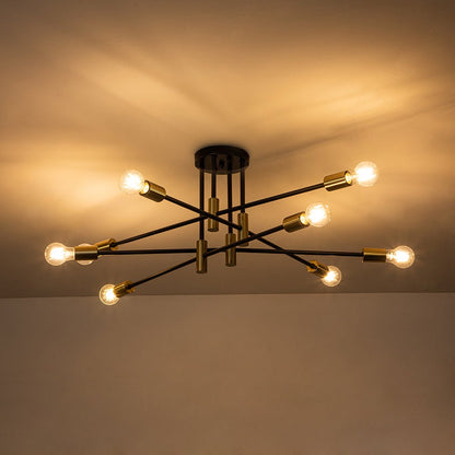 Plafonnier semi-encastré style Spoutnik à bras ajustables en métal noir – Luminaire d'ambiance moderne pour salons, salles à manger, cham