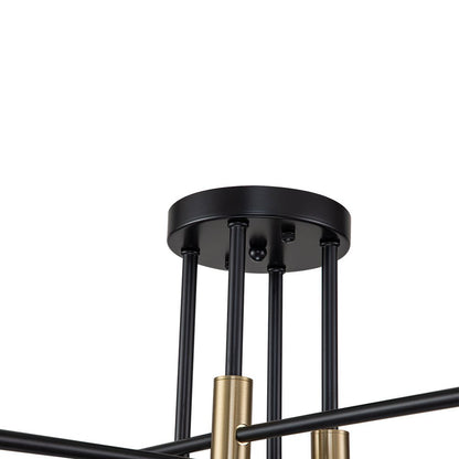 Plafonnier semi-encastré style Spoutnik à bras ajustables en métal noir – Luminaire d'ambiance moderne pour salons, salles à manger, cham